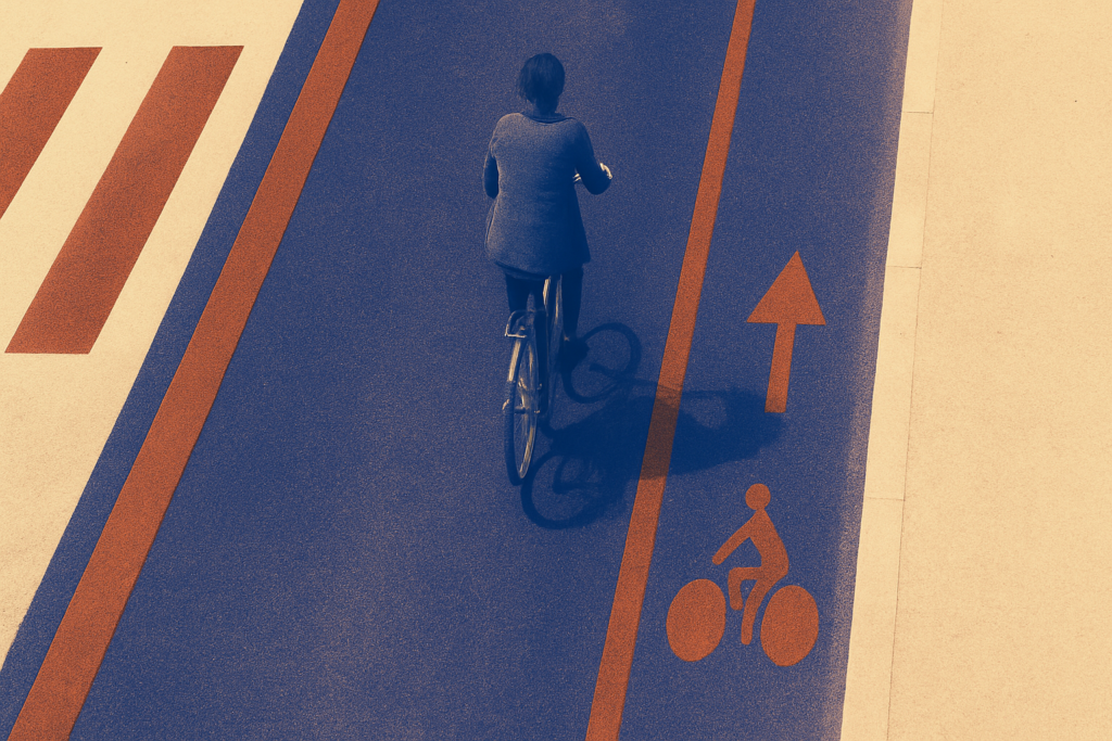 Bienfaits du vélo — cycliste sur piste cyclable urbaine