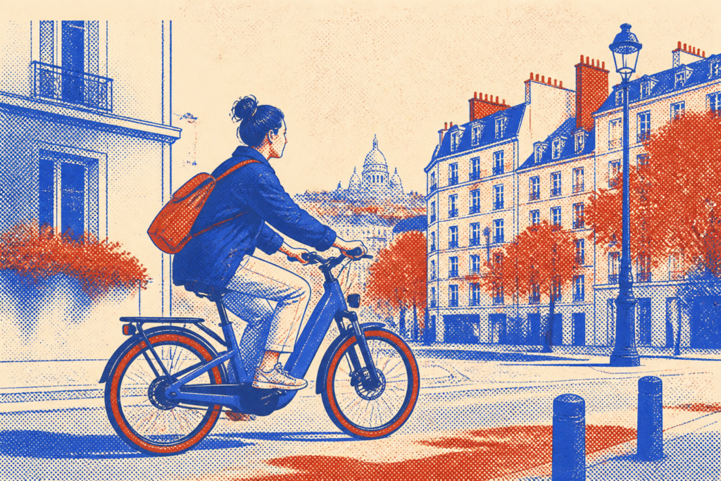 cycliste urbain vélo électrique vélotaf trajet quotidien