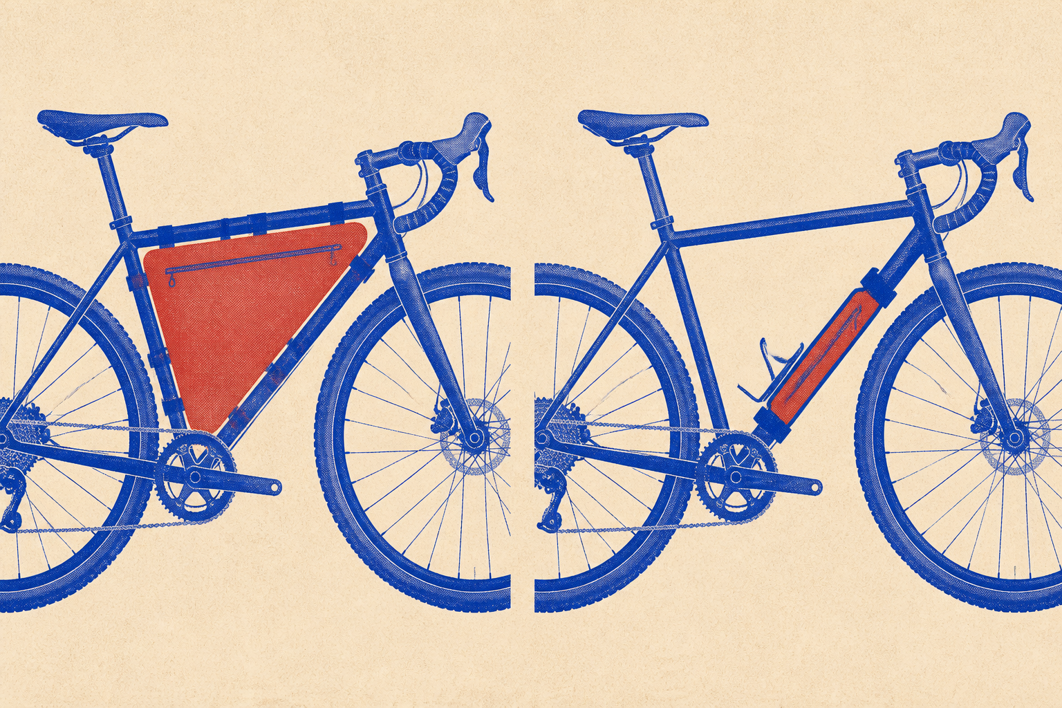comparaison full-frame et demi-cadre sacoche vélo bikepacking