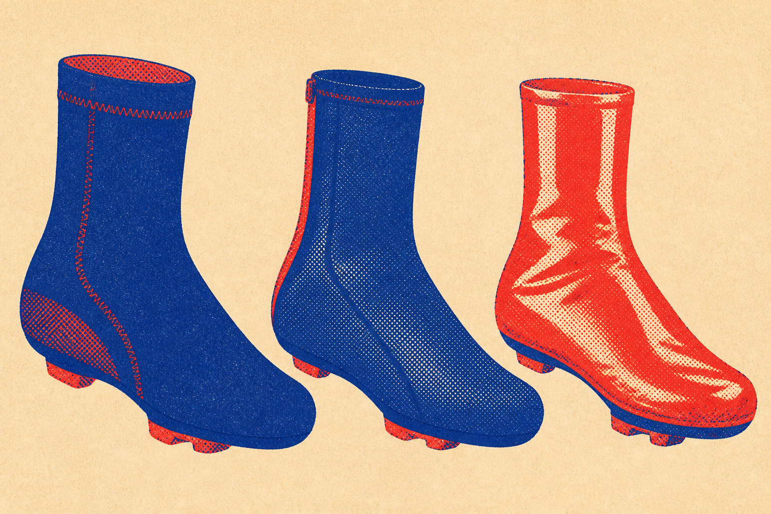 Les trois types de surchaussures vélo : néoprène hiver, softshell mi-saison, latex imperméable
