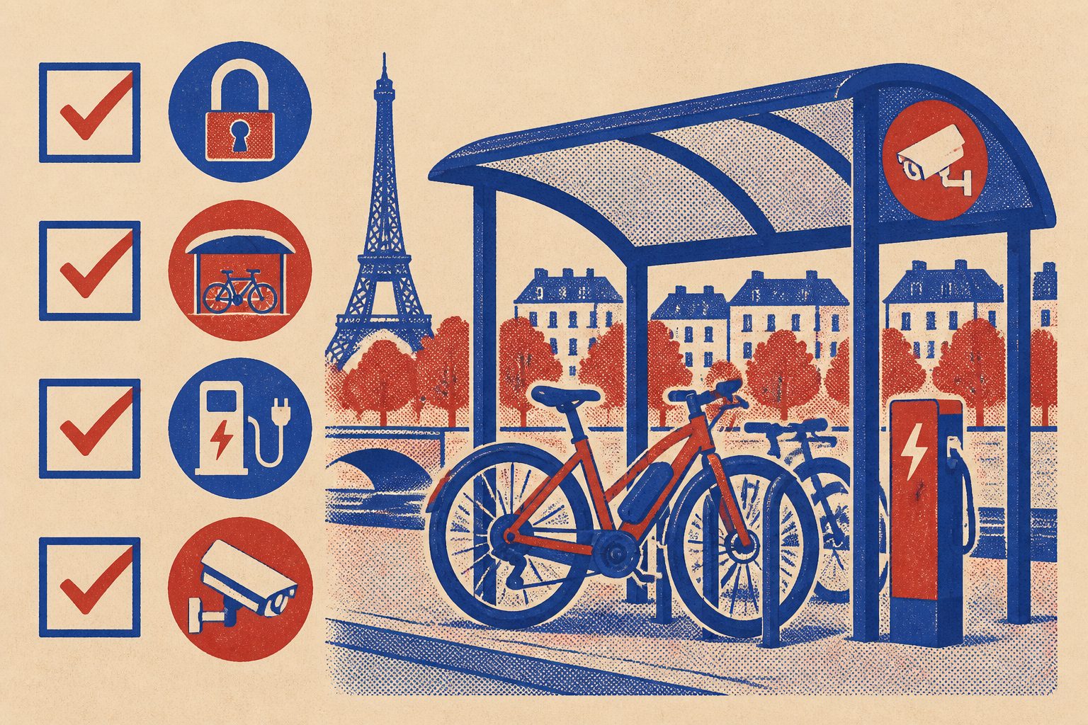 critères indispensables d'un parking vélo sécurisé accès badge couvert arceaux